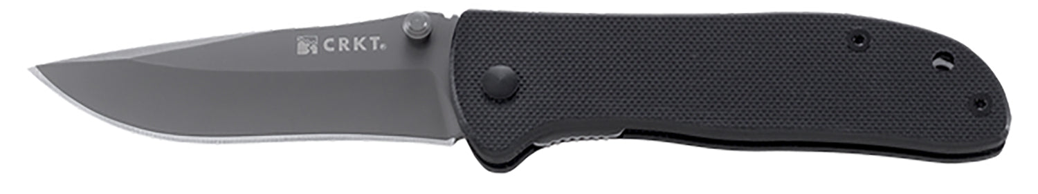 CRKT 6450K Drifter 2.88" Folding Plain Drop Point Gray TiCN 8Cr14MoV SS Blade, Black G10 Handle with Pocket Clip