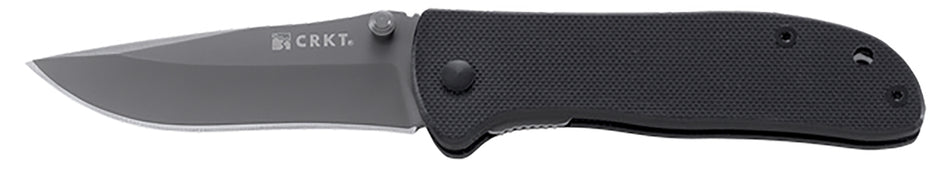 CRKT 6450K Drifter 2.88" Folding Plain Drop Point Gray TiCN 8Cr14MoV SS Blade, Black G10 Handle with Pocket Clip