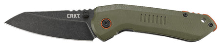 CRKT 6280 Overland 3" Folding Sheepsfoot Plain Stonewashed 8Cr13MoV SS Blade, Green G10 and Stainless Steel Handle with Pocket Clip