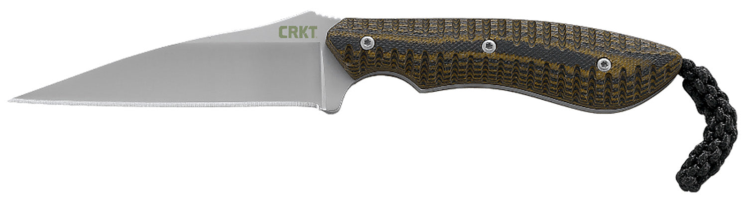 CRKT 2388 S.P.E.W. 3" Fixed Wharncliffe Plain Bead Blasted Black and Brown Blade, Black and Brown G10 Handle with Sheath