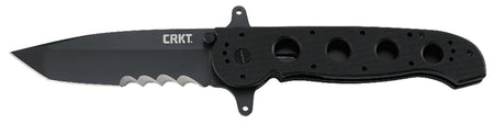 CRKT M1614SFG M16-14SFG 3.99" Folding Tanto Veff Serrated Black Teflon Coated 4116 Stainless Steel Blade, Black G10 Handle with Pocket Clip