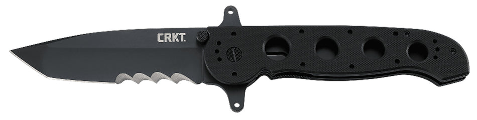 CRKT M1614SFG M16-14SFG 3.99" Folding Tanto Veff Serrated Black Teflon Coated 4116 Stainless Steel Blade, Black G10 Handle with Pocket Clip