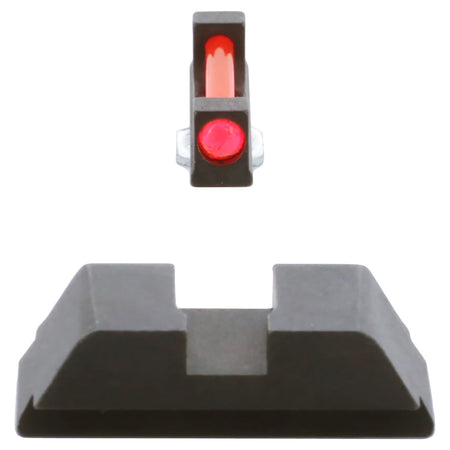 AmeriGlo GFT113 Range Series Glock Sight Set Red Fiber Optic Front Sight with Flat Black Rear Sight