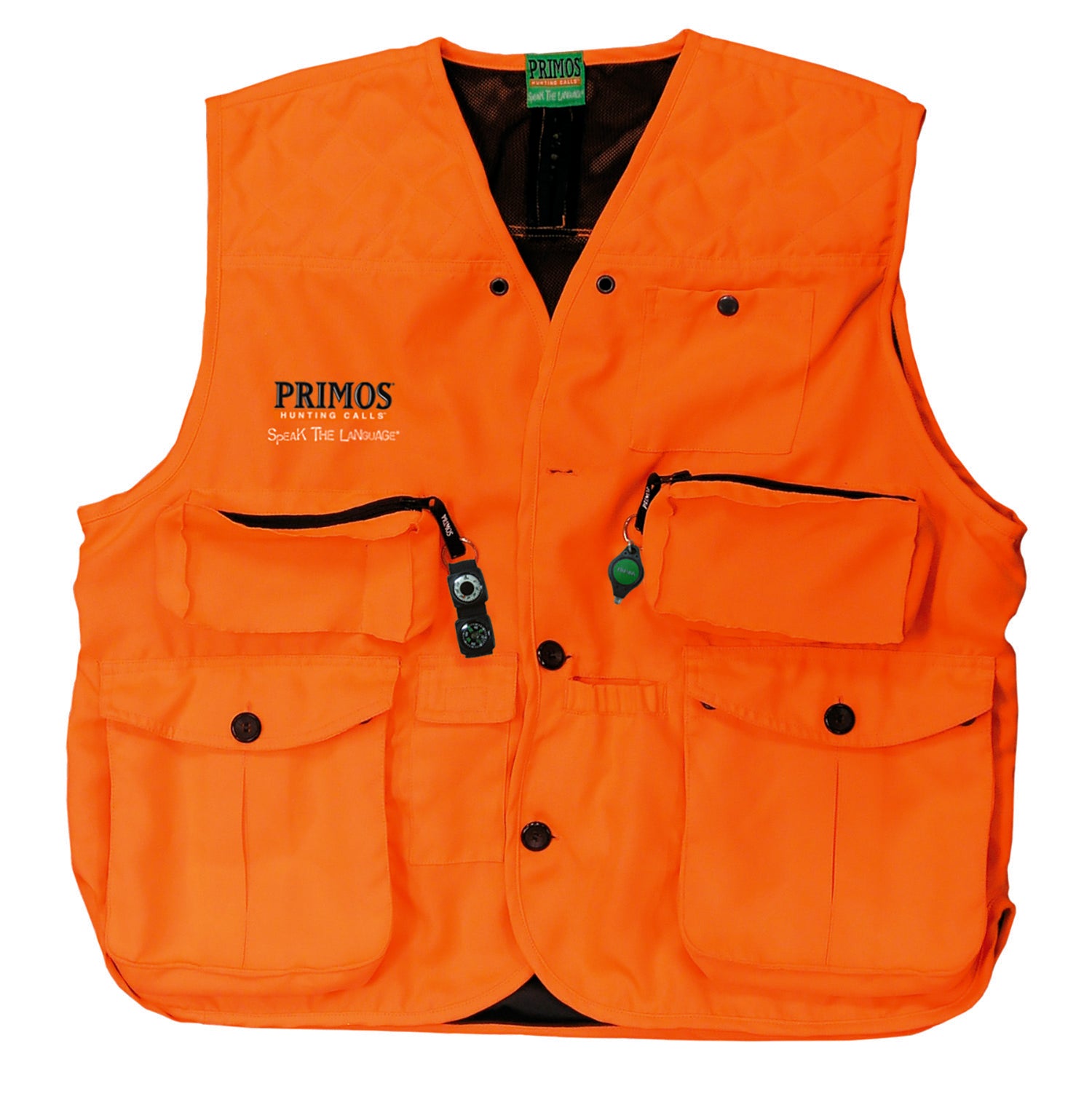 Primos 65703 GunHunter's Hunting Vest XL Blaze Orange with Compass and LED Light