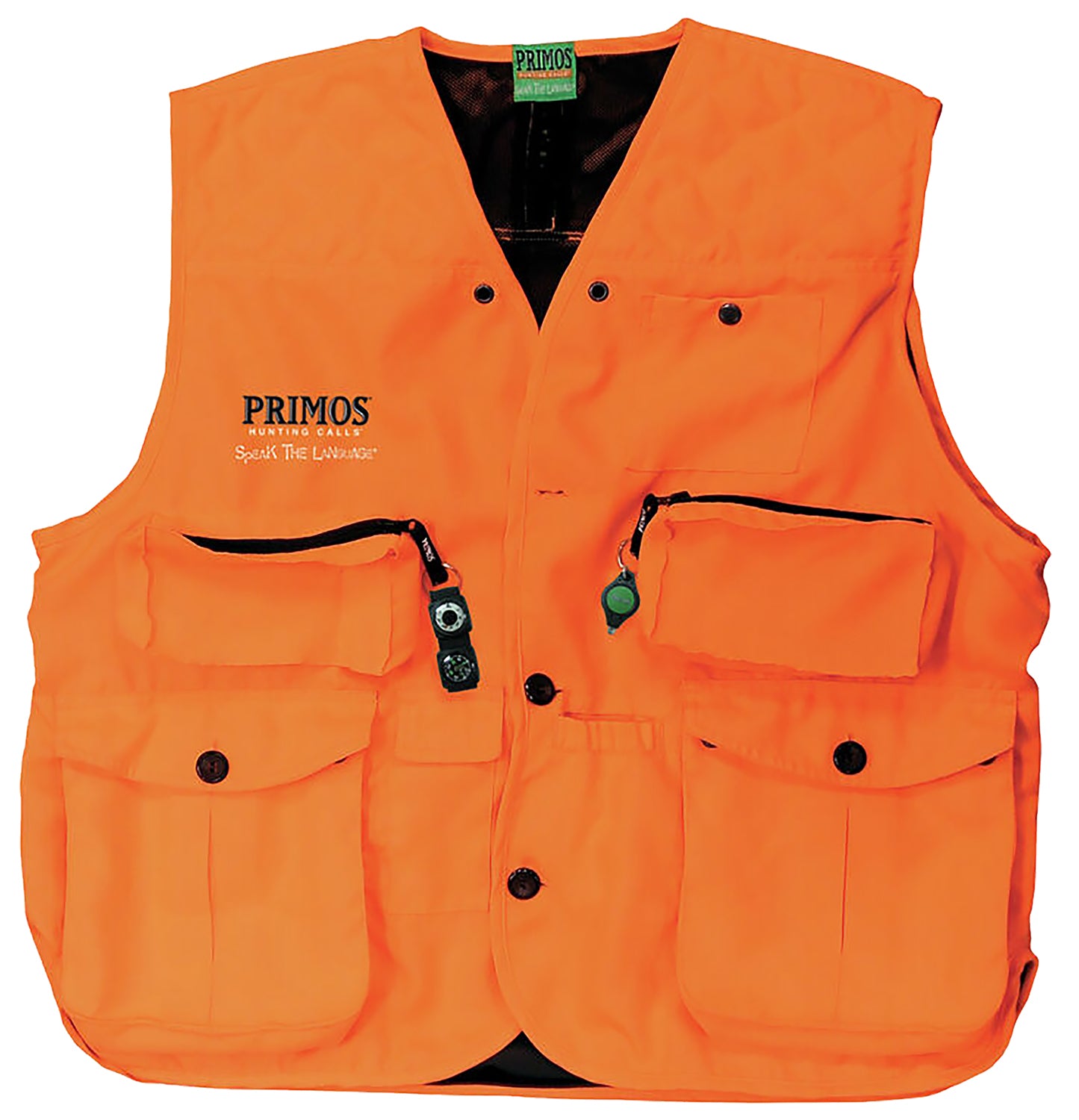 Primos 65701 GunHunter's Hunting Vest Medium Blaze Orange with Compass and LED Light