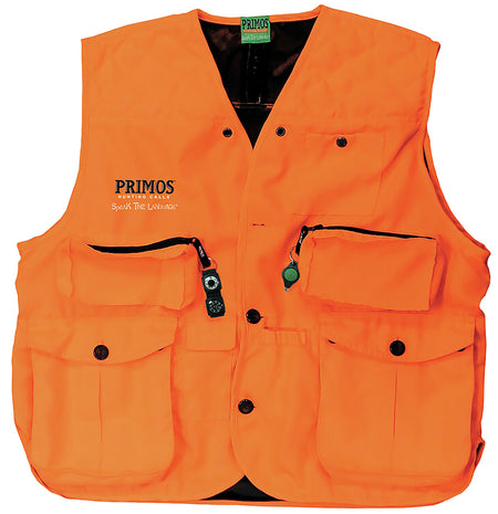 Primos 65702 GunHunter's Hunting Vest Large Blaze Orange with Compass and LED Light