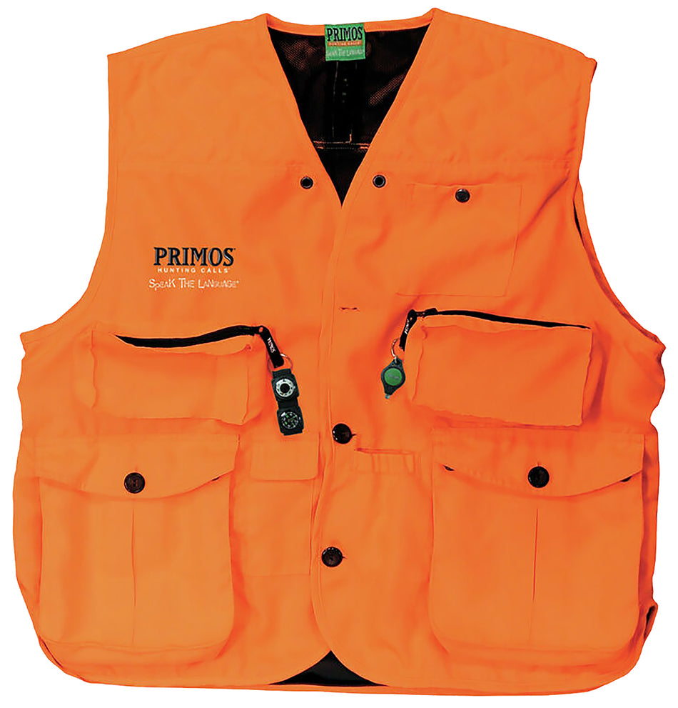 Primos 65705 GunHunter's Hunting Vest 3XL Blaze Orange with Compass and LED Light