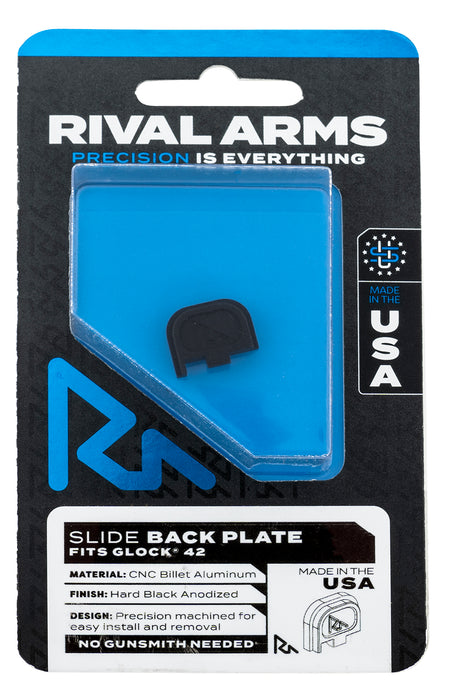 Rival Arms RA43G003A Slide Back Cover Plate Single Stack Black Anodized Aluminum for Glock 42