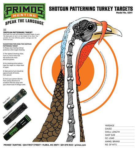 Primos 6041 Patterning Turkey Hanging Paper Targets for Shotgun Multi-Color 12 Pack