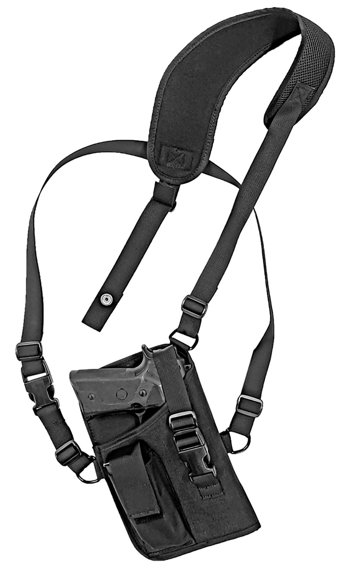 GrovTec GTHL15105R Trail Pack Shoulder Holster Black Nylon Harness Large Semi-Auto 4.5-5" Barrel Right Hand