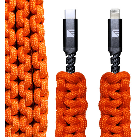 Dark Energy Lightning to USB-C Paracord Cable Orange