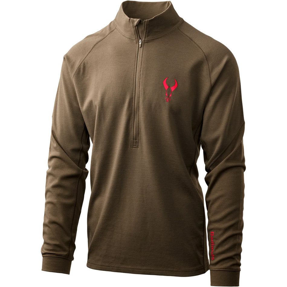 Badlands Pecora Heavyweight Merino 1/4 Zip Base Layer Top - Mud, Large