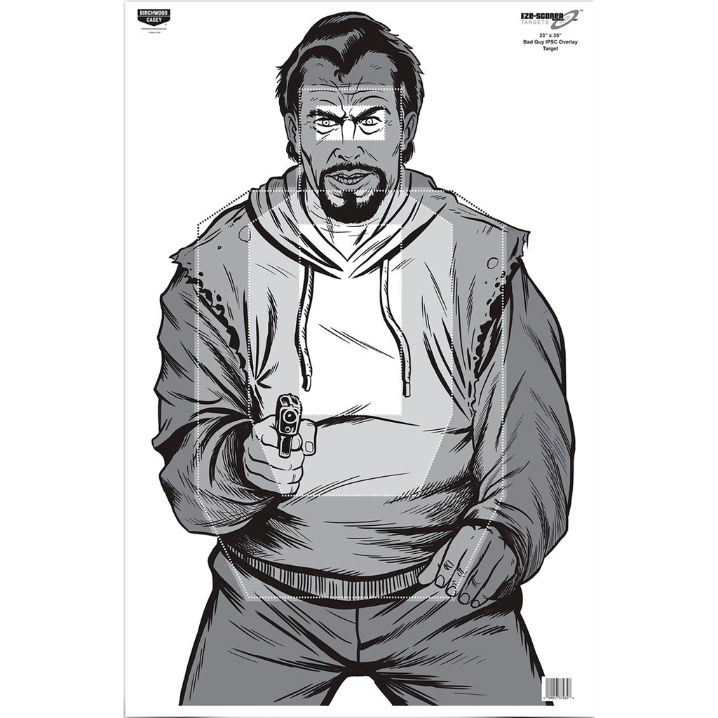 Birchwood Casey Eze-Scorer Bad Guy IPSC Silhouette Target 23x35 in. 100-Pack