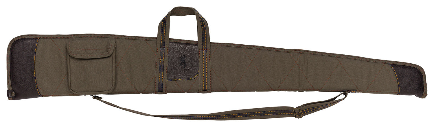 Browning 1415048452 Laredo Shotgun Case Olive/Brown Canvas Leather Accents Foam Padded