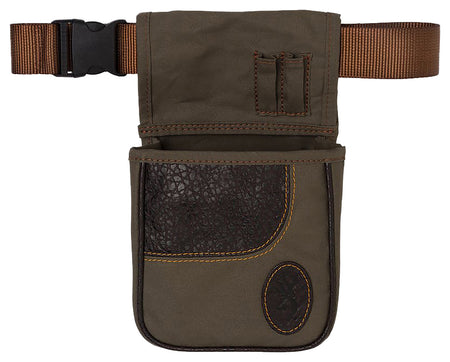 Browning 121504843 Laredo Shell Pouch Olive Canvas Leather with Nylon Web Belt