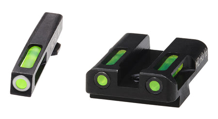 HiViz GLN329 LiteWave H3 Glock .45/10mm Sight Set - Green Tritium White Outline Front, Green Fiber Optic Rear