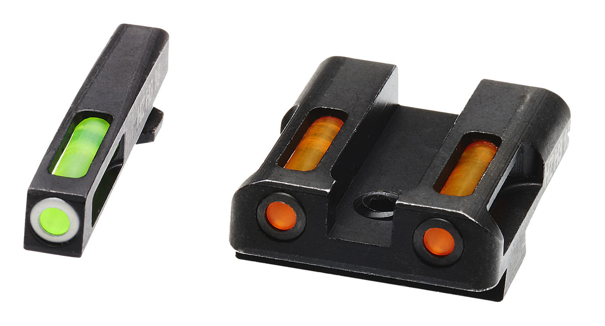 HiViz GLN429 LiteWave H3 Glock .45/10mm Sight Set - Green Tritium White Outline Front, Orange Fiber Optic Rear