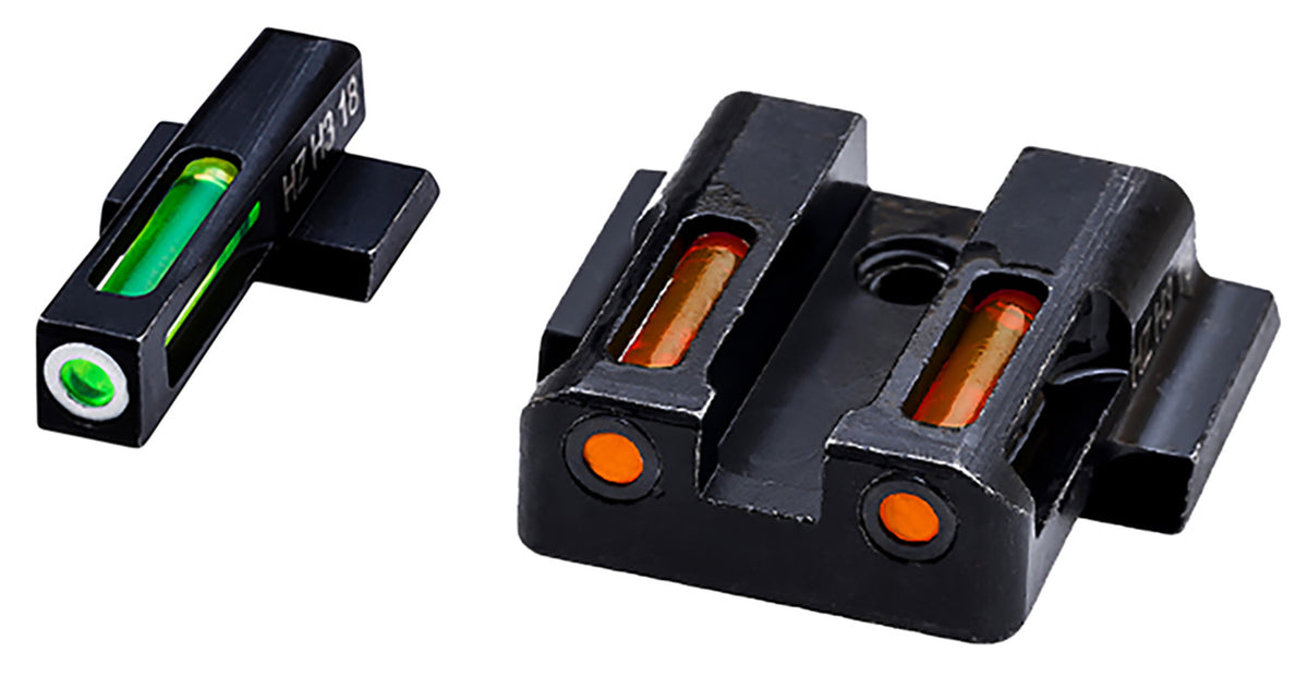 HiViz MPSN421 LiteWave H3 S&W Shield Sight Set - Green Tritium White Outline Front, Orange Fiber Optic Rear