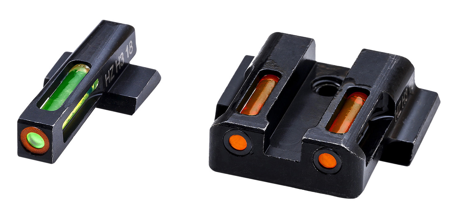 HiViz MPSN621 LiteWave H3 S&W Shield Sight Set - Green Tritium Orange Outline Front, Orange Fiber Optic Rear