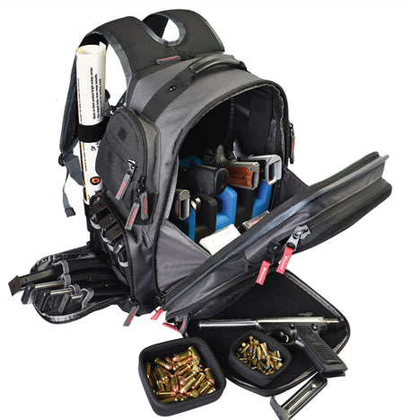 GPS Bags 1812BPG Executive Gray Range Backpack Holds 5 Handguns