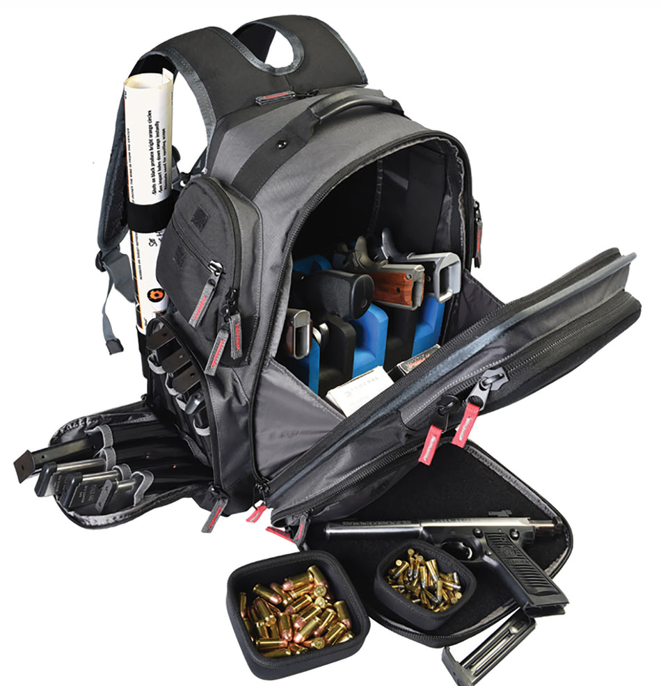 GPS Bags 1812BPG Executive Gray Range Backpack Holds 5 Handguns