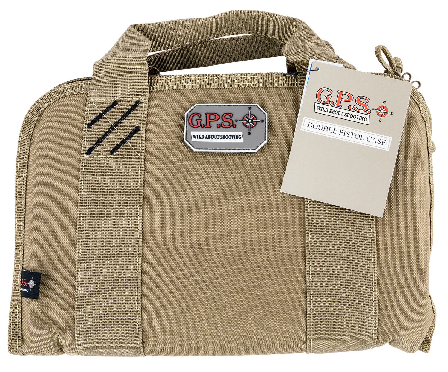 GPS Bags 1308PCT Double Tan Nylon Pistol Case with Visual ID Storage System and Lockable Zippers