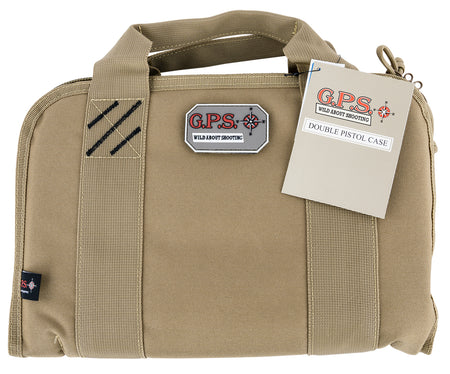 GPS Bags 1308PCT Double Tan Nylon Pistol Case with Visual ID Storage System and Lockable Zippers