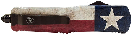 Templar Knife SCAP331 Gen II Captain Small OTF Drop Point 2.69" Black Oxide 440C SS Blade Patriotic Star Aluminum Handle