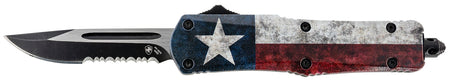 Templar Knife Gen II Captain Small 2.69" OTF Drop Point Part Serrated 440C SS Blade, Red/White/Blue Aluminum Handle