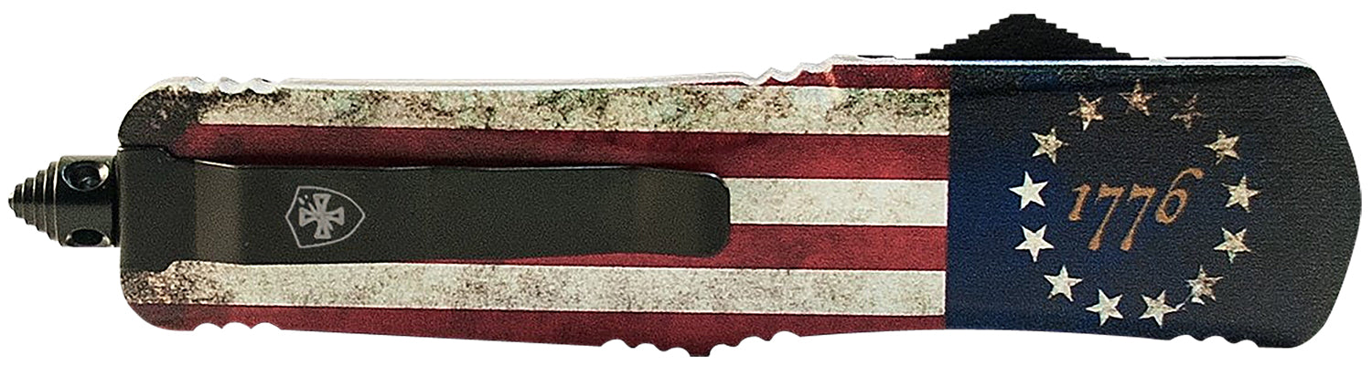 Templar Knife MBRF331 Gen II Betsy Ross Flag Slim OTF Drop Point 3.43" Black Oxide 440C SS Blade Betsy Ross Handle