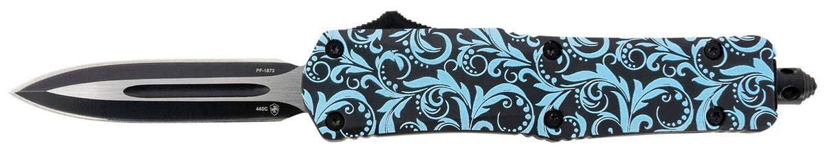 Templar Knife SMDT131 Gen II Maiden Teal Small OTF Dagger 2.69" Black Oxide 440C Blade, Teal Aluminum Handle, Glass Breaker