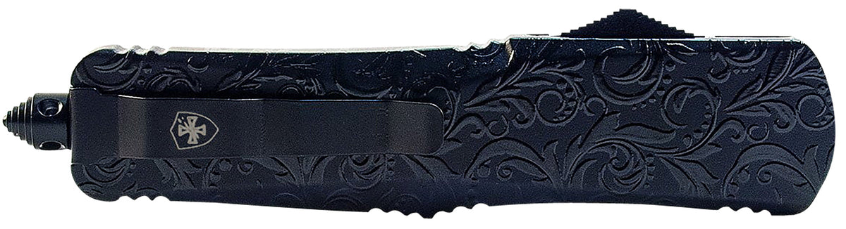 Templar Knife LMDG131 Gen II Maiden Gloss Large OTF Dagger 3.50" Black Oxide 440C Blade, Black Gloss Aluminum Handle, Glass Breaker