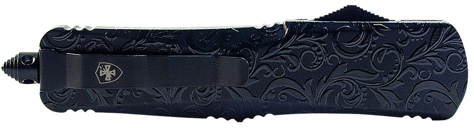 Templar Knife LMDG131 Gen II Maiden Gloss Large OTF Dagger 3.50" Black Oxide 440C Blade, Black Gloss Aluminum Handle, Glass Breaker