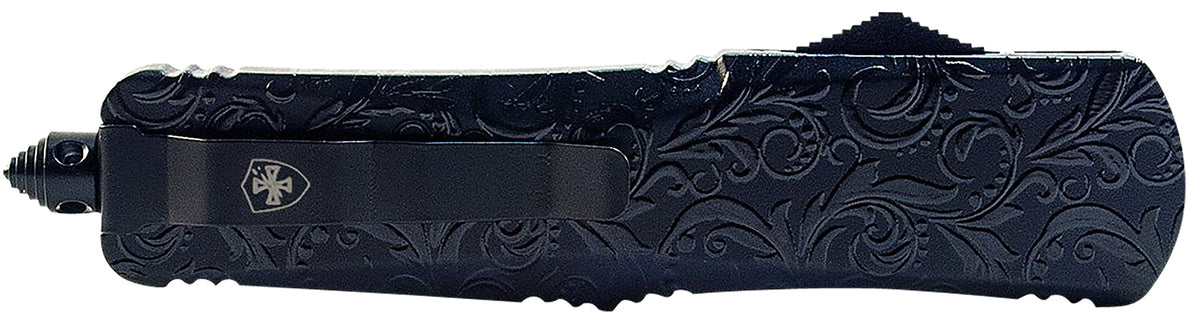 Templar Knife MMDG131 Gen II Maiden Gloss Slim OTF Dagger 3.43" Black Oxide 440C Blade, Black Gloss Aluminum Handle, Glass Breaker
