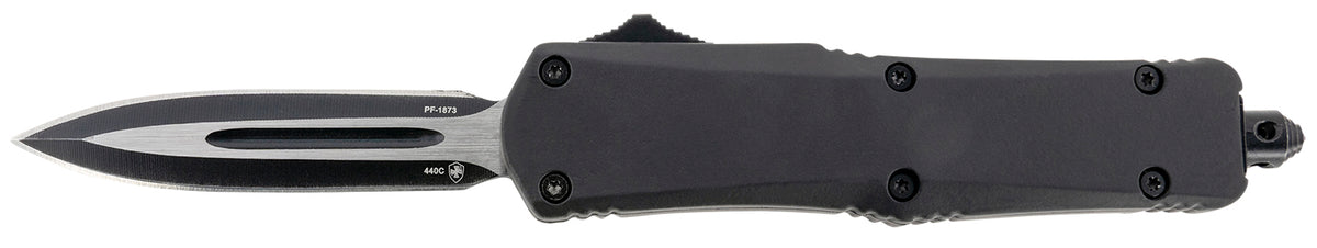 Templar Knife SBR131 Gen II Small OTF Dagger 2.69" Black Oxide Stonewashed 440C SS Blade, 4.31" Black Aluminum/Rubber Handle Glass Breaker