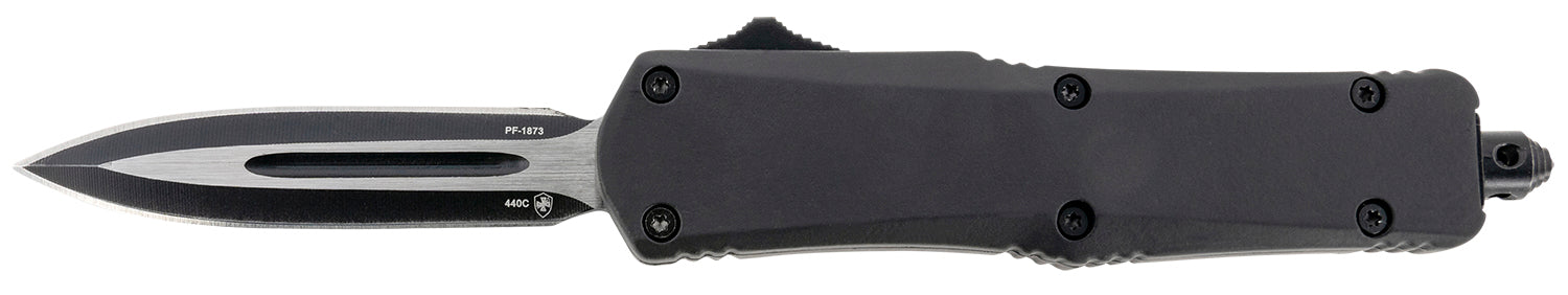 Templar Knife SBR131 Gen II Small OTF Dagger 2.69" Black Oxide Stonewashed 440C SS Blade, 4.31" Black Aluminum/Rubber Handle Glass Breaker