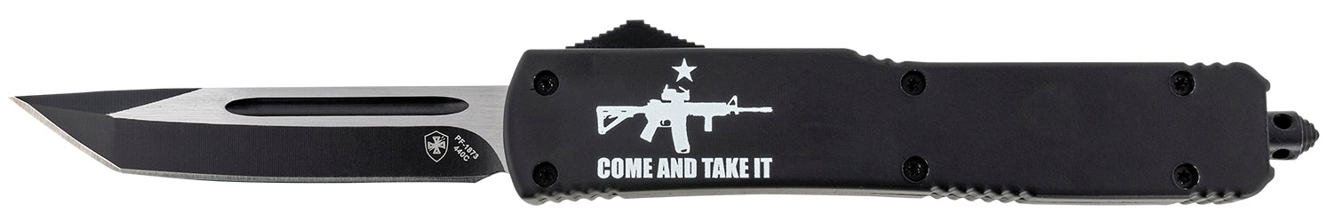Templar Knife Come And Take It Slim 3.43" OTF Tanto 440C SS Blade, Black AR-15 Graphic Aluminum Handle