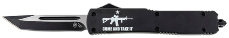 Templar Knife Come And Take It Slim 3.43" OTF Tanto 440C SS Blade, Black AR-15 Graphic Aluminum Handle