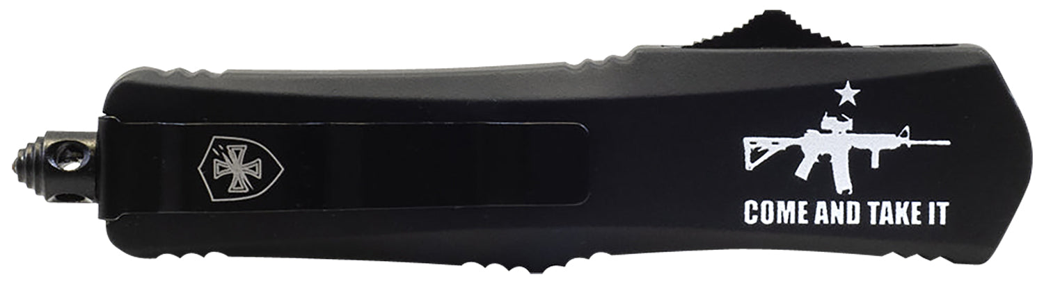 Templar Knife Come And Take It Small 2.69" OTF Tanto Part Serrated 440C SS Blade, Black AR-15 Aluminum Handle