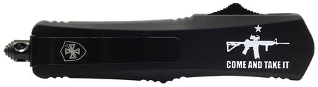 Templar Knife Come And Take It Small 2.69" OTF Tanto Part Serrated 440C SS Blade, Black AR-15 Aluminum Handle