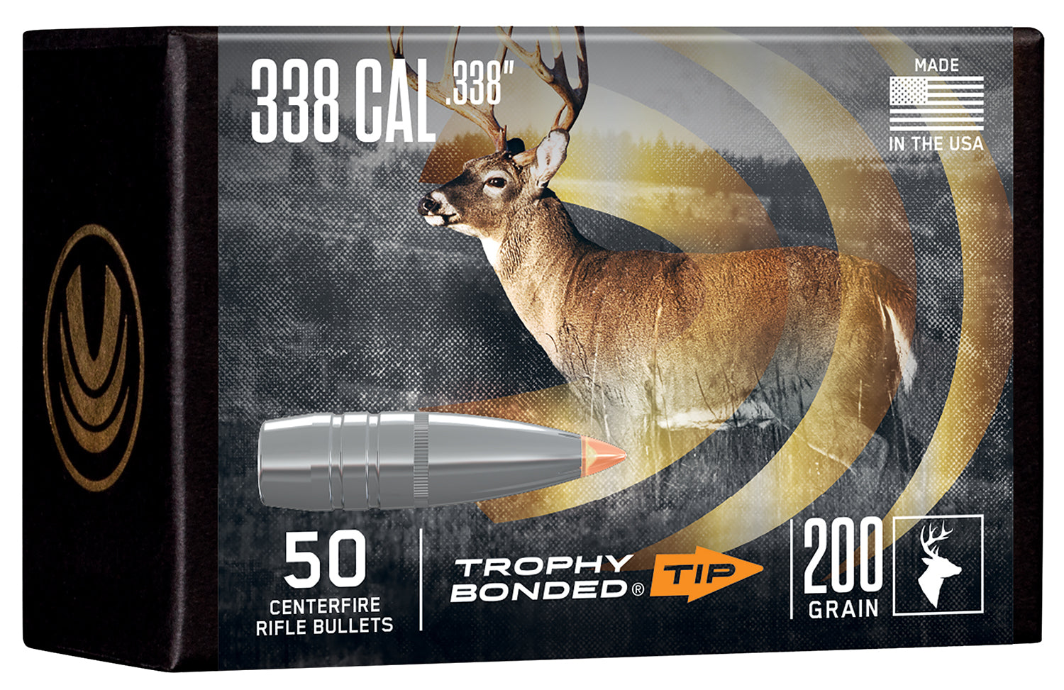 Federal Premium .338 Cal 200 Grain Trophy Bonded Tip Boat-Tail Component Bullets 50/Box