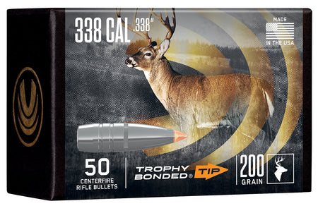 Federal Premium .338 Cal 200 Grain Trophy Bonded Tip Boat-Tail Component Bullets 50/Box