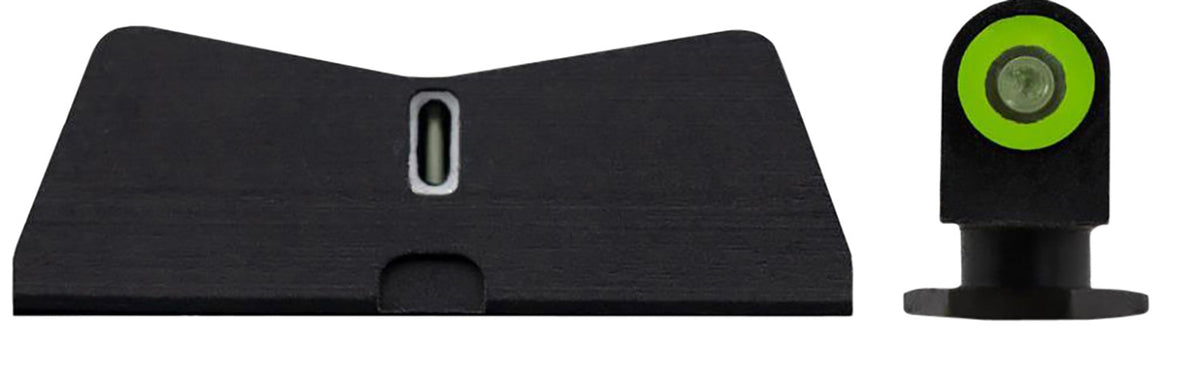 XS Sights GL0009S6G DXT2 Standard Dot Night Sight Set for Glock - Green Tritium Green Outline Front, White Outline Bar Rear