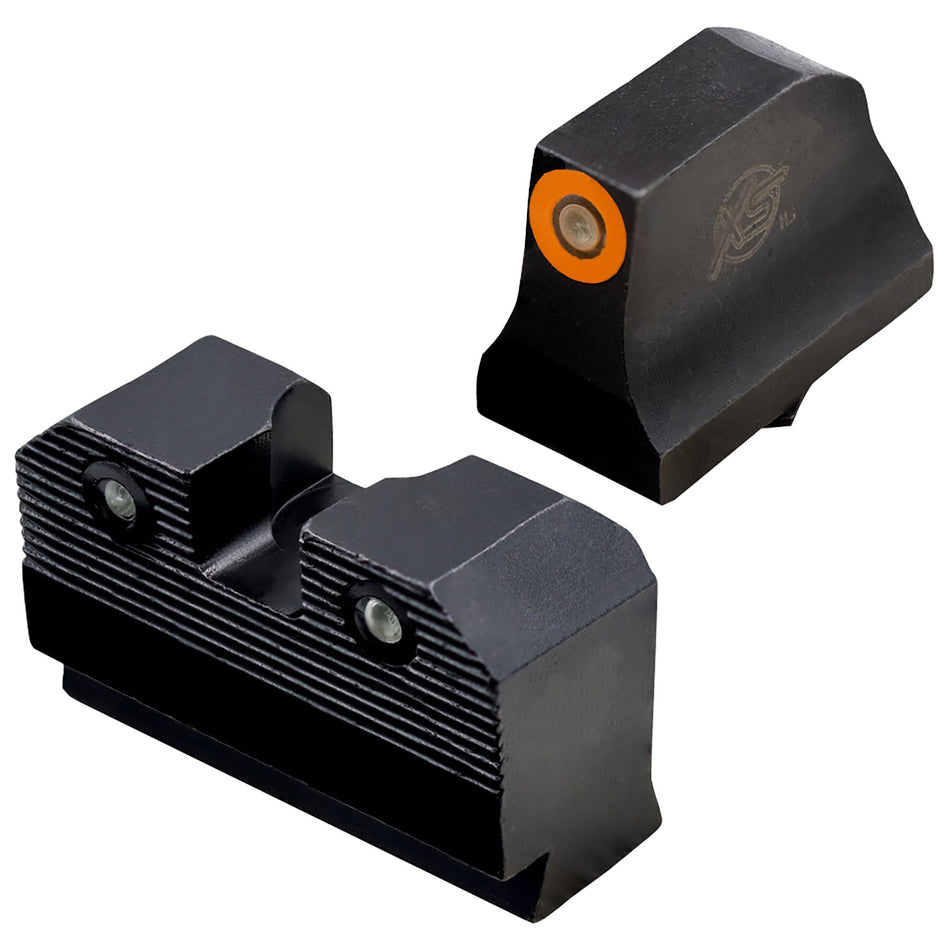XS Sights GLR021P6N R3D Night Sight Set for Glock - Suppressor Height, Orange Outline Front & Green Tritium Rear