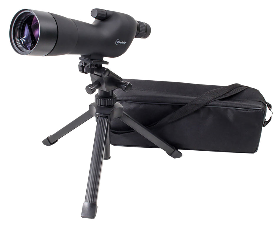 Firefield FF11018K Spotting Scope Kit 20-60x60mm Black Rubber Armor Angled Body BaK-4 Roof Prism