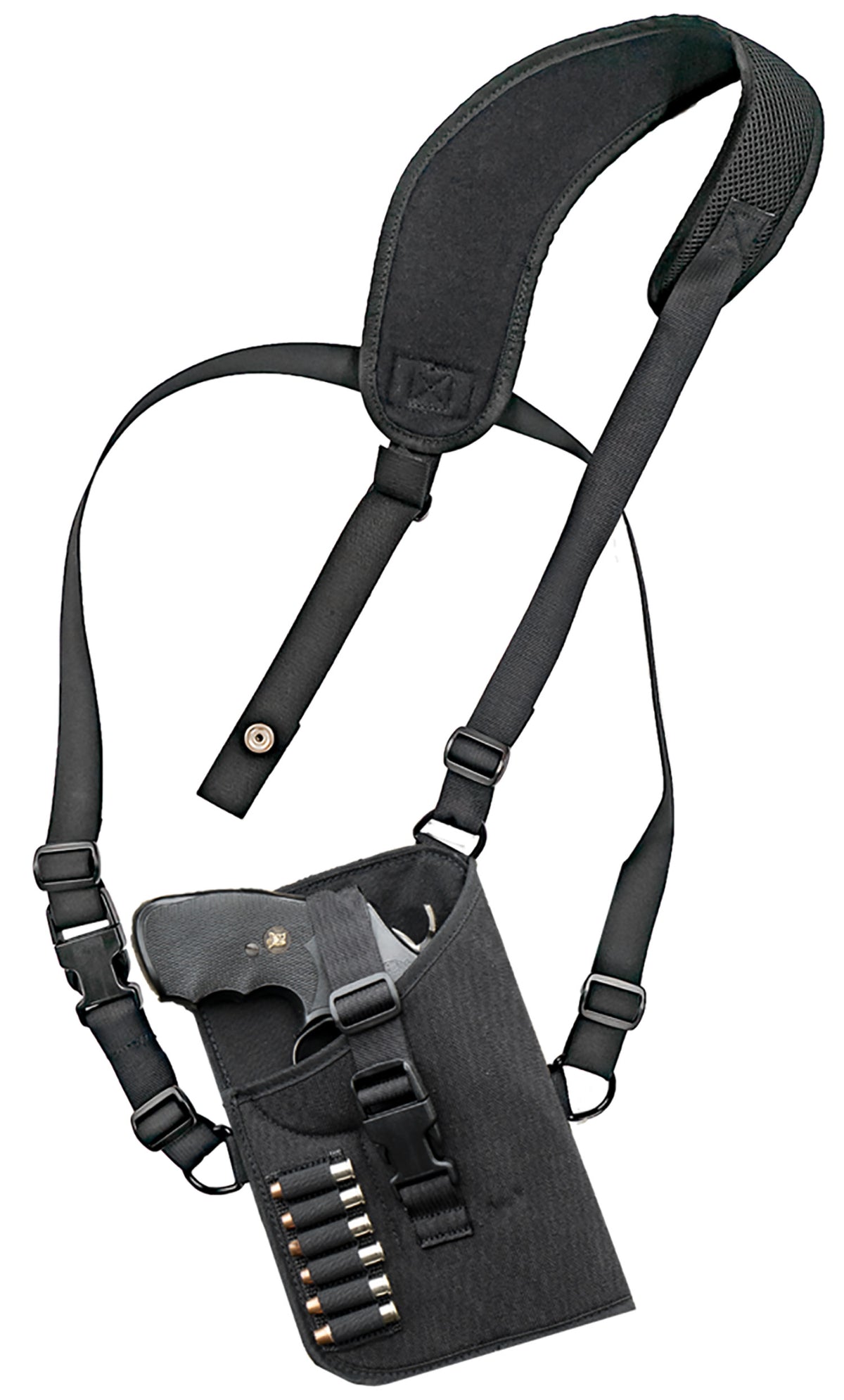 GrovTec GTHL15102R Trail Pack Shoulder Holster Black Nylon Harness Med/Lg DA Revolver 3-4" Barrel Right Hand