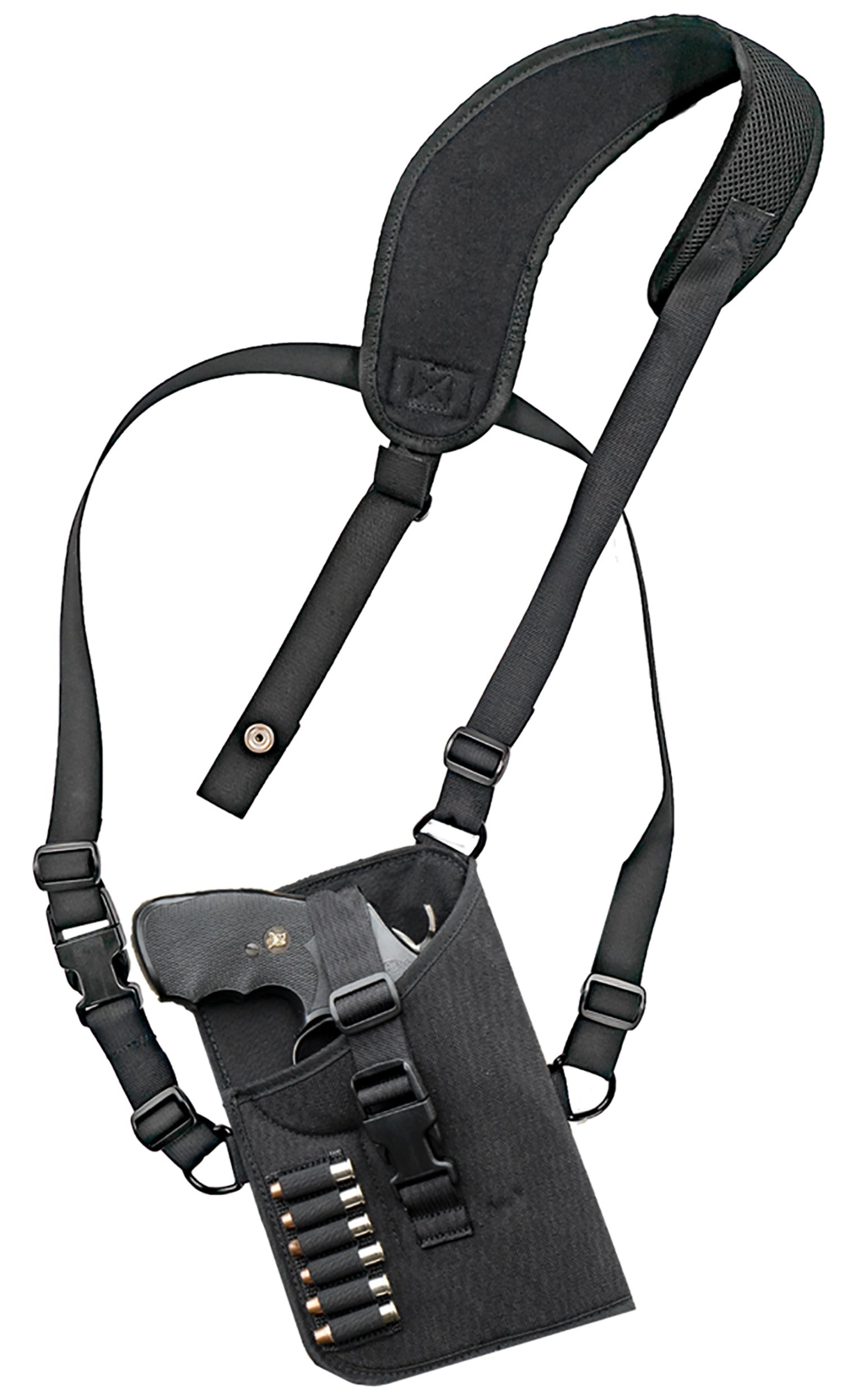 GrovTec GTHL15102R Trail Pack Shoulder Holster Black Nylon Harness Med/Lg DA Revolver 3-4" Barrel Right Hand