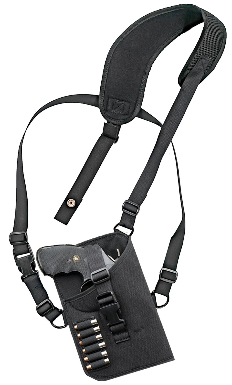 GrovTec GTHL15102R Trail Pack Shoulder Holster Black Nylon Harness Med/Lg DA Revolver 3-4" Barrel Right Hand