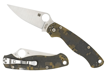 Spyderco Para Military 2 Folding Knife 3.44" CPM S30V Plain Drop Point Blade Digital Camo G10 Handle C81GPCMOBK2