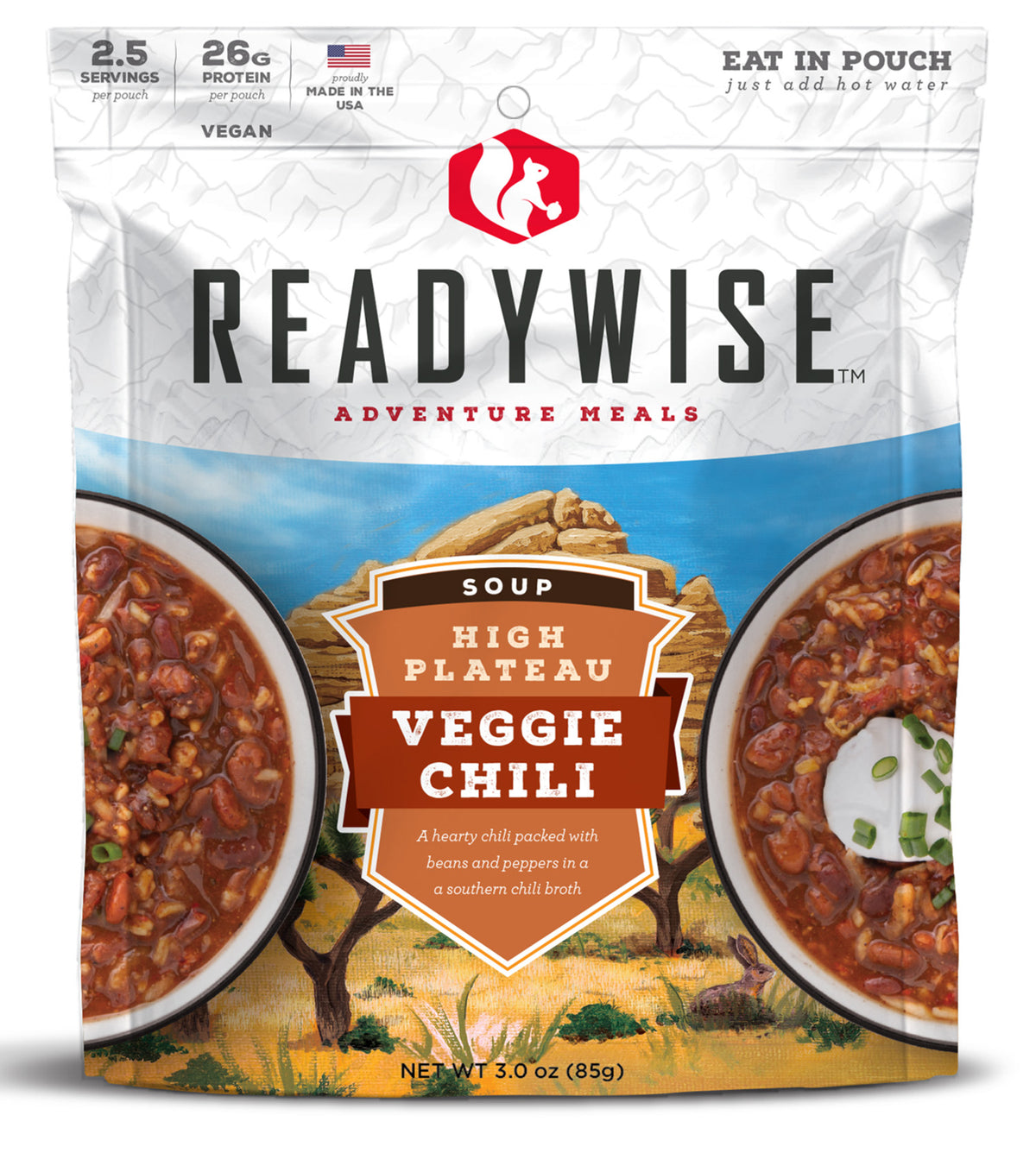 ReadyWise Chili Mac with Beef Freeze-Dried Meal 2.5 Servings Resealable Pouch 6 Pack